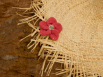 Petite Barrette Pétales de Fleur gaze pois or marsala