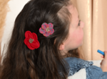 Petite Barrette Pétales de Fleur rouge