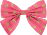 Barrette noeud papillon feuillage or rose