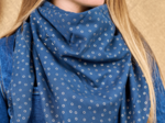 Foulard pompon bulle bronze marine