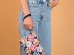 Pochette tissu anémones rayées
