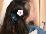 Mini Barrette Pétales de Fleur oxford rose