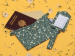 Etiquette bagage fleuri kaki