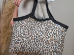 Sac cabas taille moyenne plissé leopard