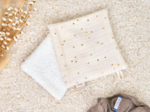 Carré Démaquillant Lavable gaze pois or écru