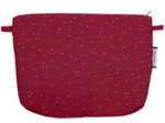 Pochette tissu gaze pois or grenat