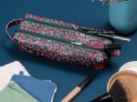 Trousse double compartiment camelias rubis