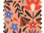 Tissu enduit  au mètre ex2574 fleuri rétro caramel