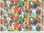 Tissu ex2436 matelassé fleuri vert orange