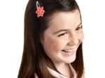 Barrette clic-clac fleur étoile gaze lurex corail