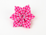 Barrette fleur étoile vichy rose fluo