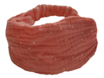 Bandeau fichu Enfant gaze pois or rose blush