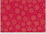 Tissu coton au mètre ex2448 flocon de noel or rouge