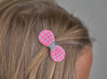 Barrette Noeud Anti-Glisse vichy rose fluo