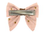 Barrette Mini Noeud Papillon gaze pois or rose