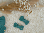 Barrettes clic-clac petits noeuds gaze pois or eucalyptus