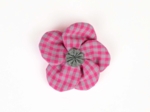 Petite Barrette Pétales de Fleur vichy rose fluo