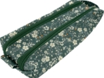Trousse double compartiment fleuri kaki