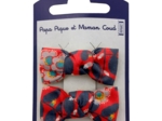 Barrettes clic-clac petits noeuds feuillage vermillon