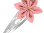 Barrette clic-clac fleur étoile triangle or poudré