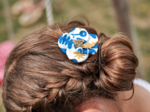 Petite Barrette Pétales de Fleur passion bleue