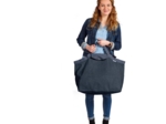 Grand sac cabas en tissu paille argent jean