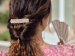 Barrette cheveux tressée  lin pailleté