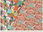Tissu ex2436 matelassé fleuri vert orange