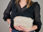 Pochette banane rayé or blanc