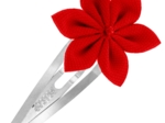Barrette clic-clac fleur étoile rouge tangerine