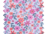 Tissu enduit au mètre ex2649 fleuri ciel rose orange
