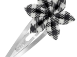 Barrette clic-clac fleur étoile vichy noir