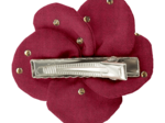 Petite Barrette Pétales de Fleur gaze pois or grenat