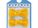 Barrettes clic-clac petits noeuds jaune ocre