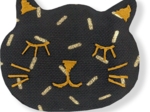 Barrette miaou  paille dorée noir
