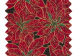 Tissu coton au mètre poinsettia doré ex1106