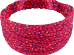 Bandeau fichu Enfant pompons cerise