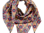 Foulard pompon fleurs de savane