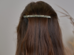 Barrette fine longue damier noir or