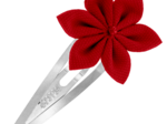 Barrette clic-clac fleur étoile rouge foncé
