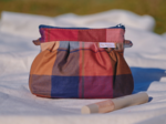 Mini pochette plissée tartan lurex rubis