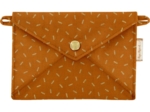 Petite pochette enveloppe paille dorée caramel
