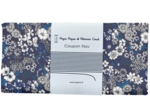 Coupon tissu 50 cm ex2343 fleuri marine blanc outremer