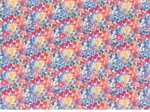Coupon tissu 1 m fleuri orange bleu blanc ex1064