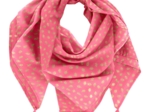 Foulard pompon feuillage or rose