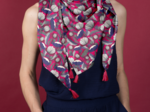 Foulard pompon pavot  fuchsia