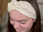 Bandeau croisé gaze pois or écru