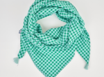 Foulard pompon vichy vert menthe