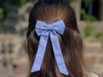 Barrette noeud ruban moyenne oxford ciel