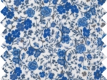 Tissu enduit  au mètre fleuri bleu crème ex1058
